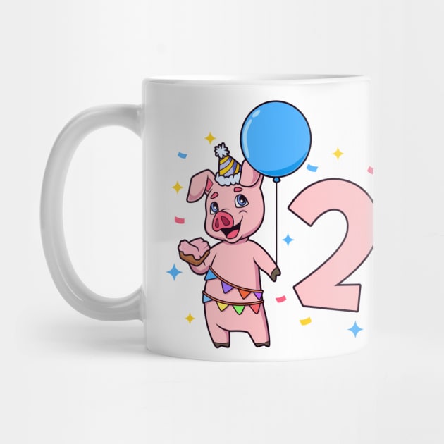 I am 2 with pig - kids birthday 2 years old by Modern Medieval Design